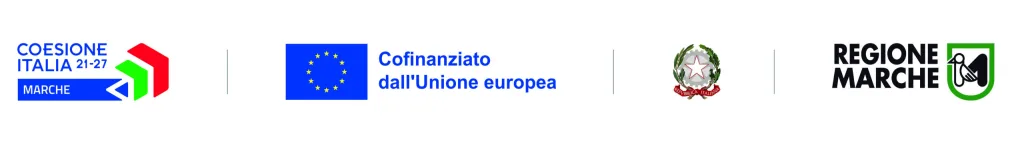 Loghi dei finanziatori: Unione Europea, Repubblica Italiana, Regione Marche, PR FESR 2021-2027