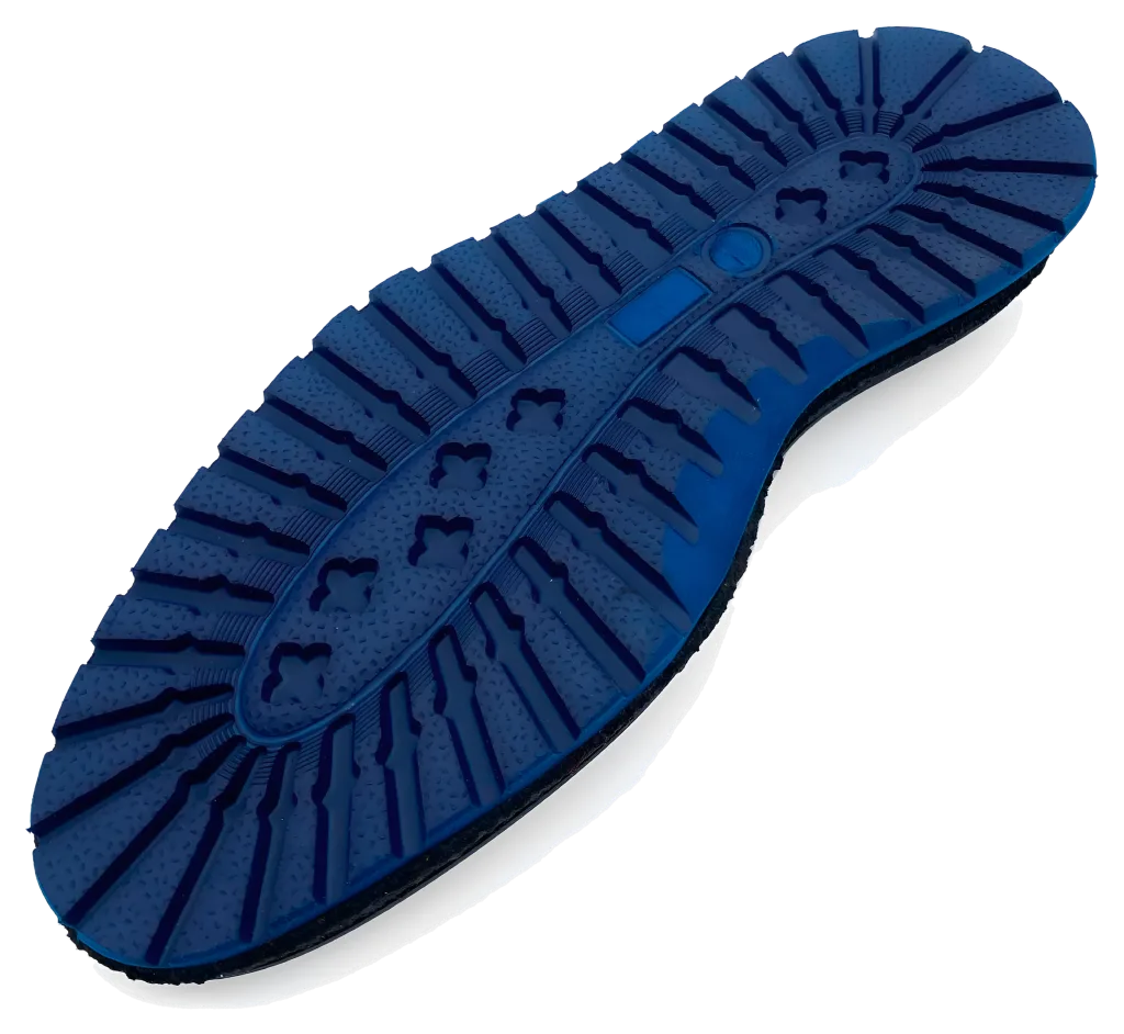 Suola blu con battistrada scolpito
