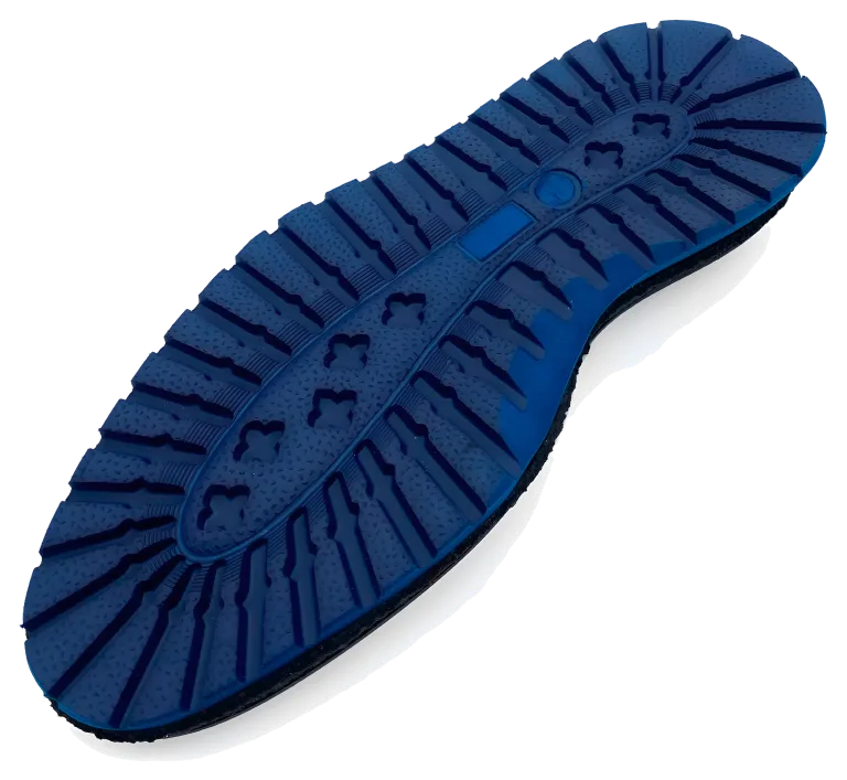 Blue sole with a sculpted tread