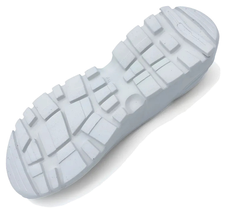 White sole with a lug tread