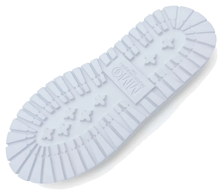 White sole with a lug tread
